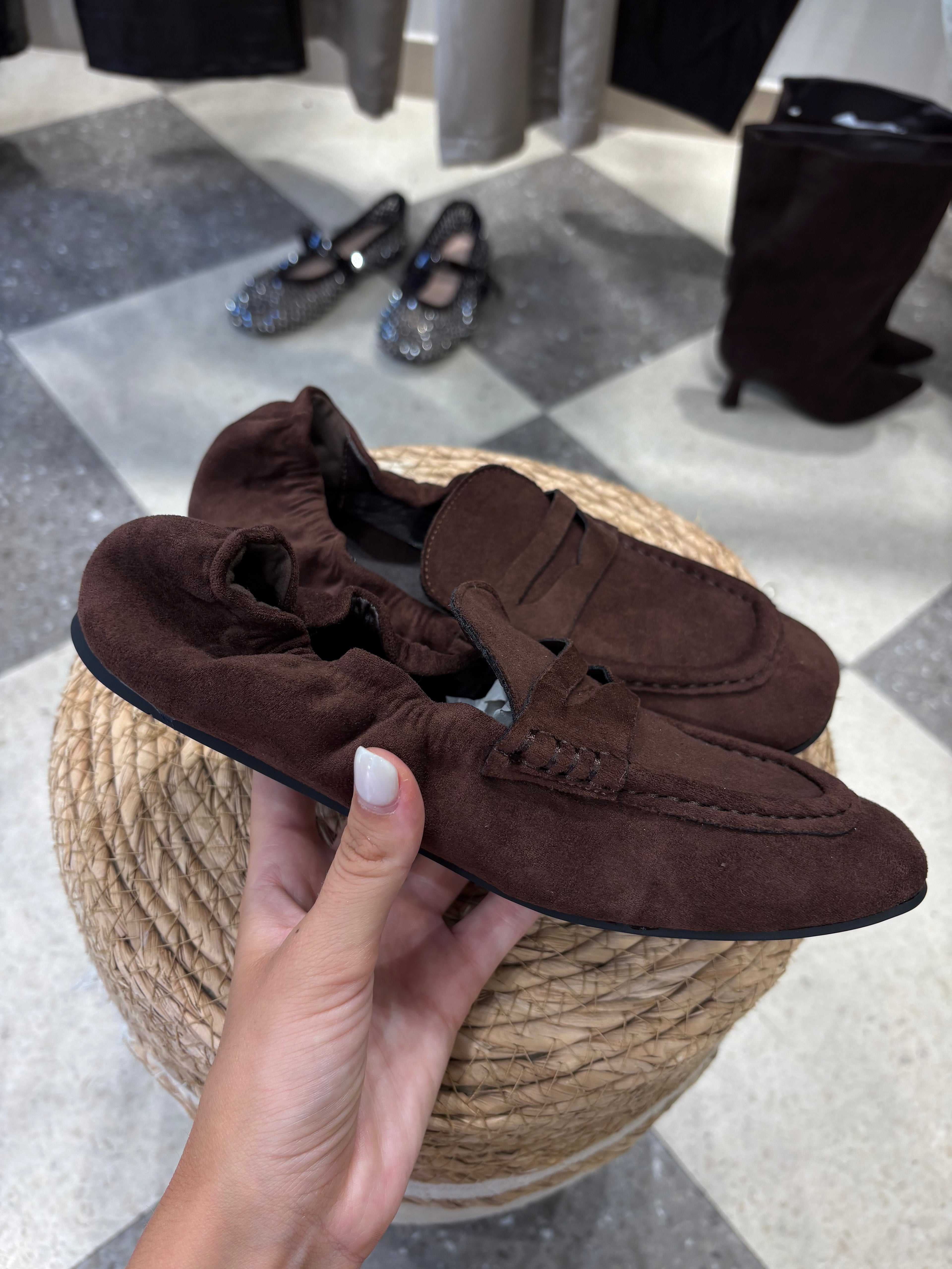 Mocassino in suede marrone