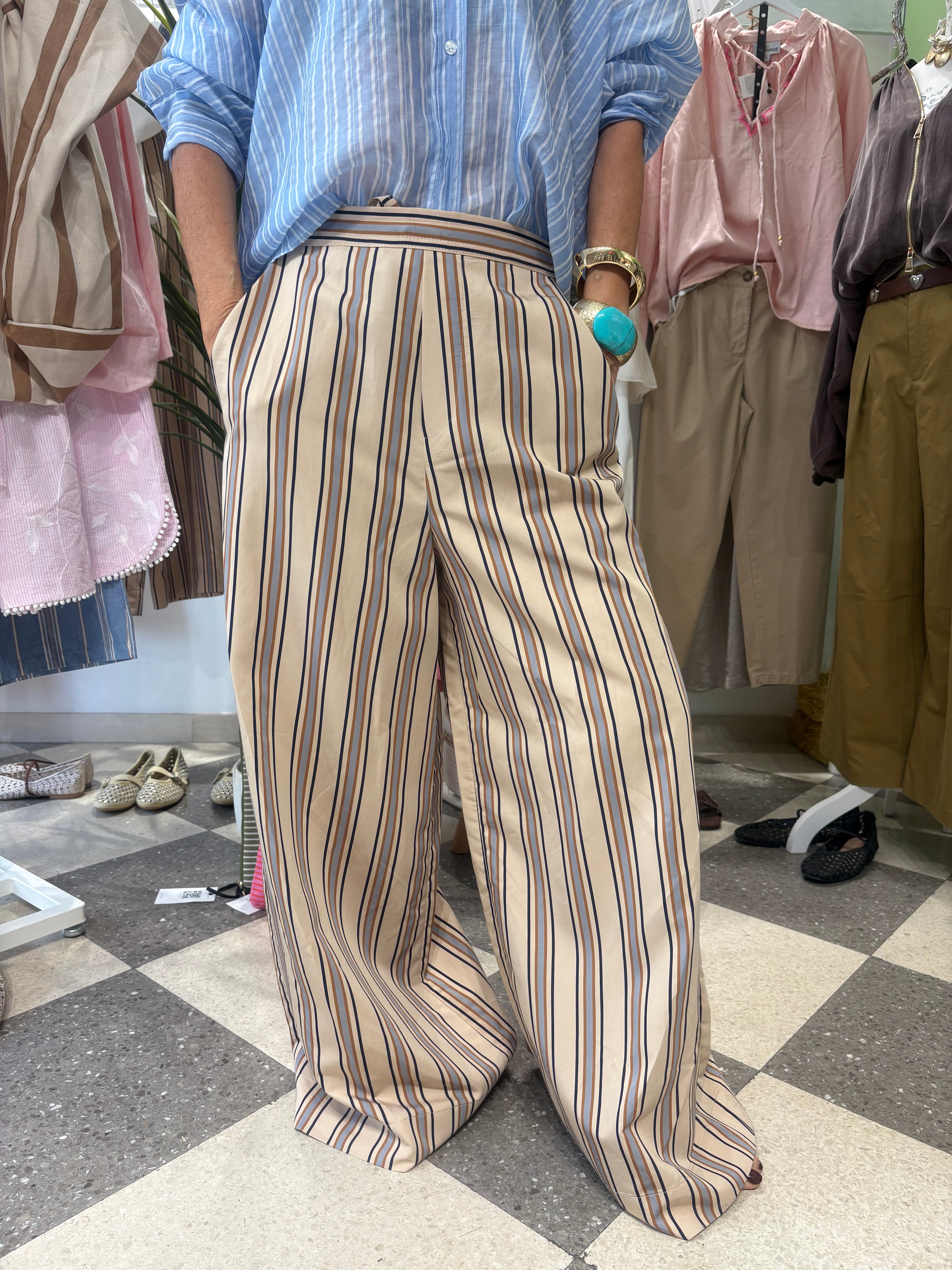 Pantalone palazzo multi righe