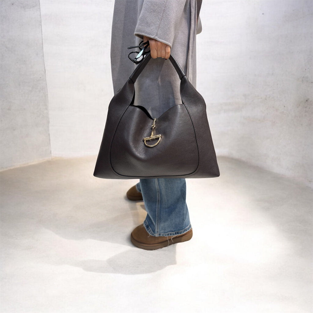 Maxi bag morsetto marrone