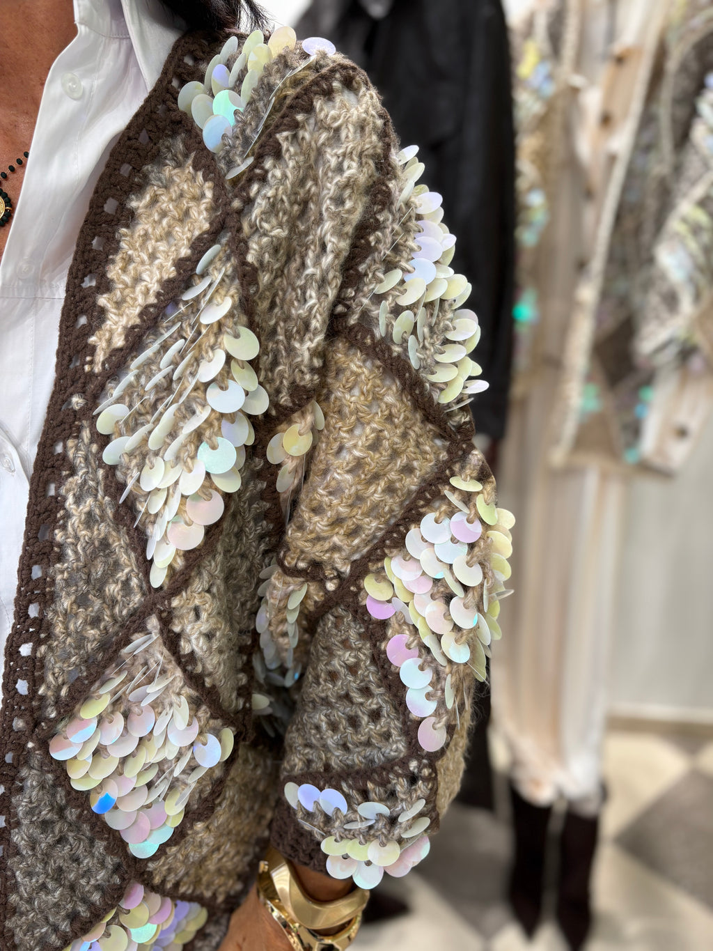 Cardigan gioiello con paillettes