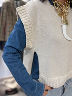 Gilet in 100% cotone panna