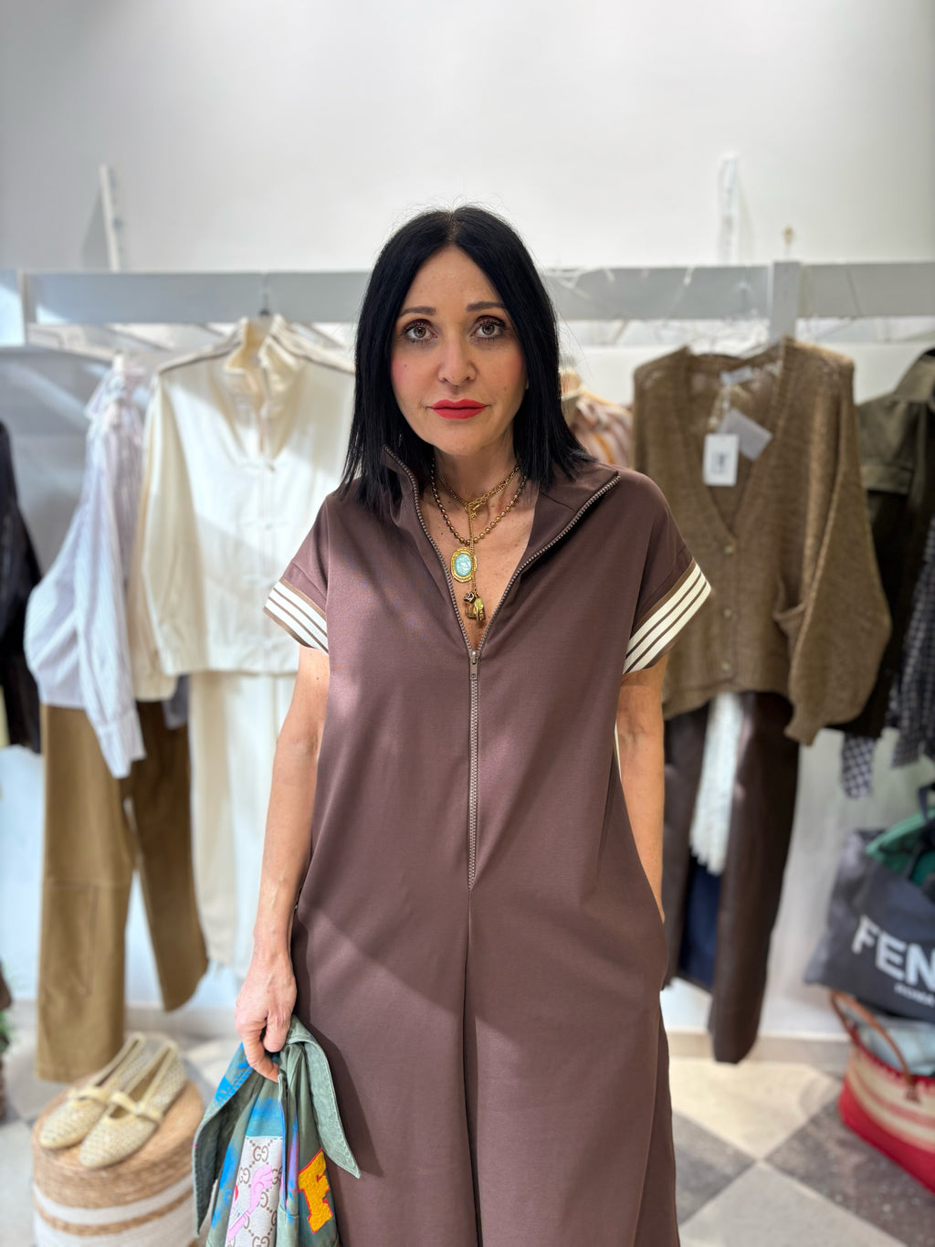 Motel | tuta jumpsuit cioccolato sporty