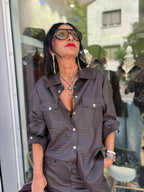 Camicia in ecopelle intrecciata