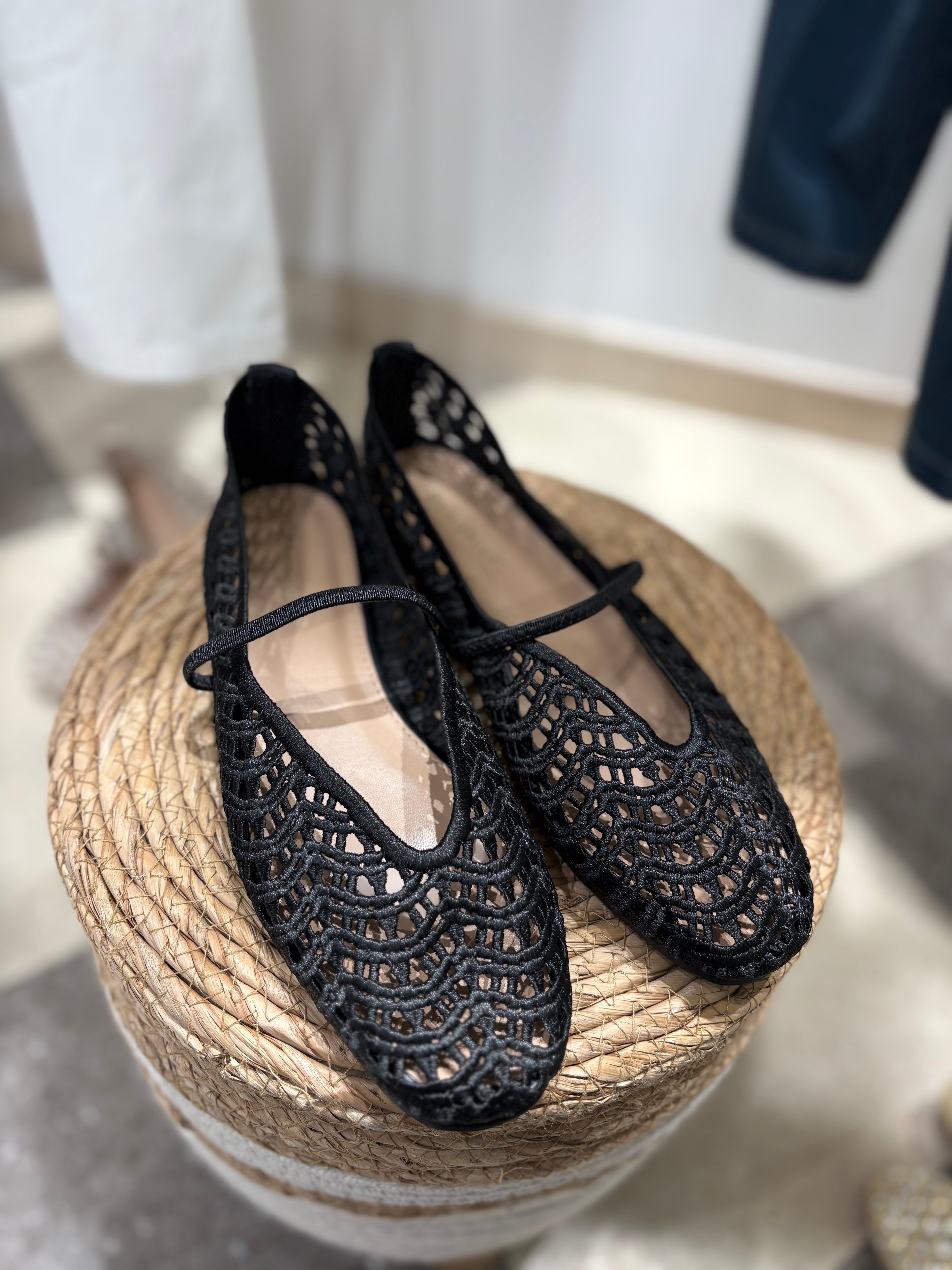 Ballerine in pizzo traforato | nero