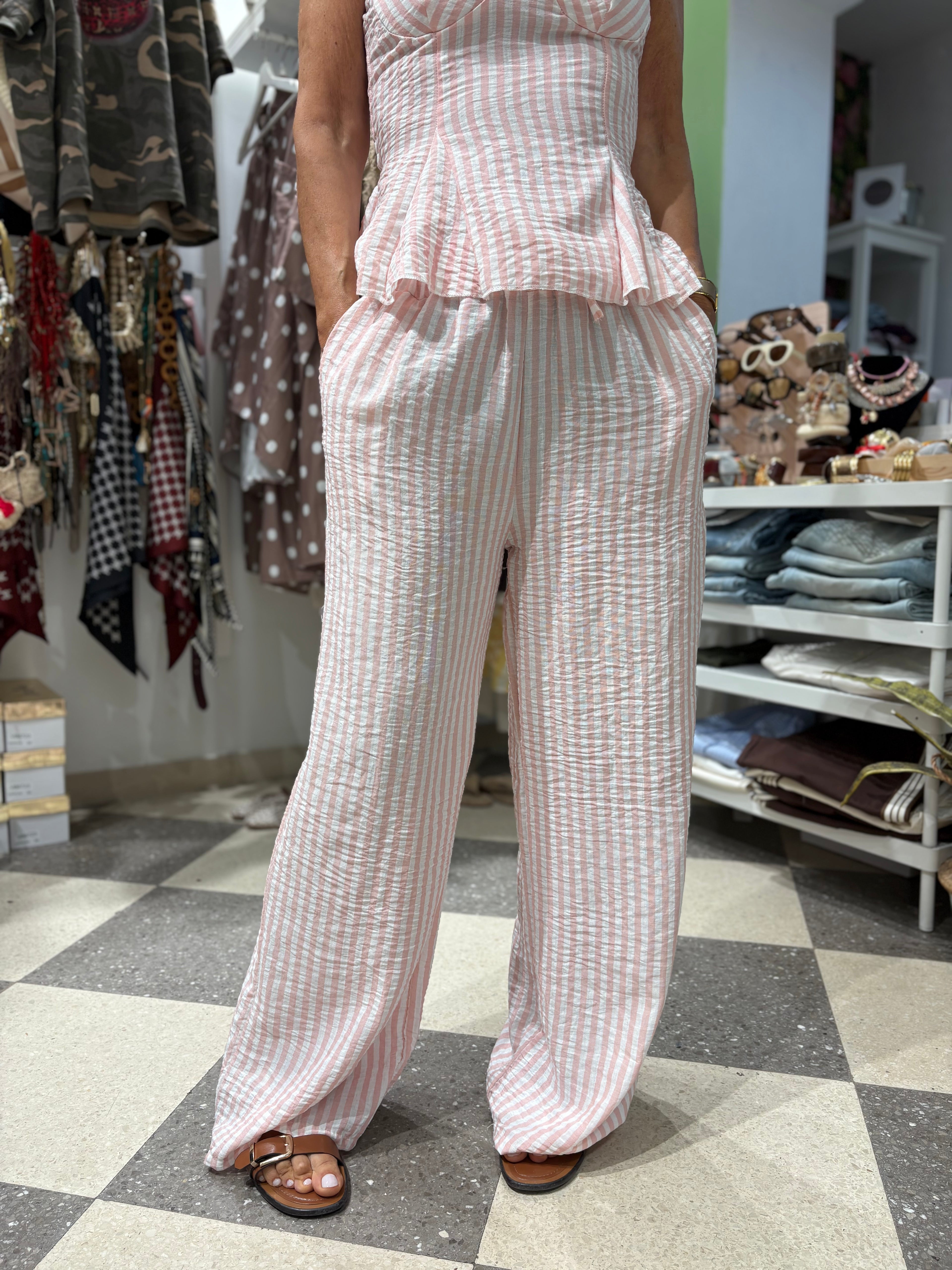 Coordinato top e pantalone a righe