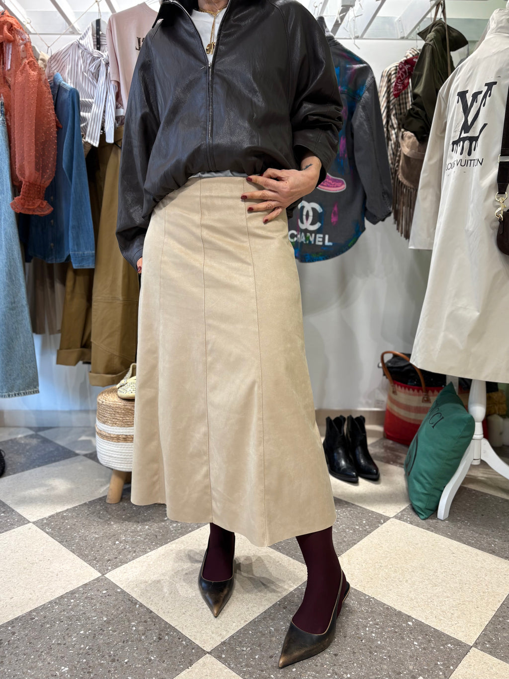 Motel | gonna in eco camoscio sabbia