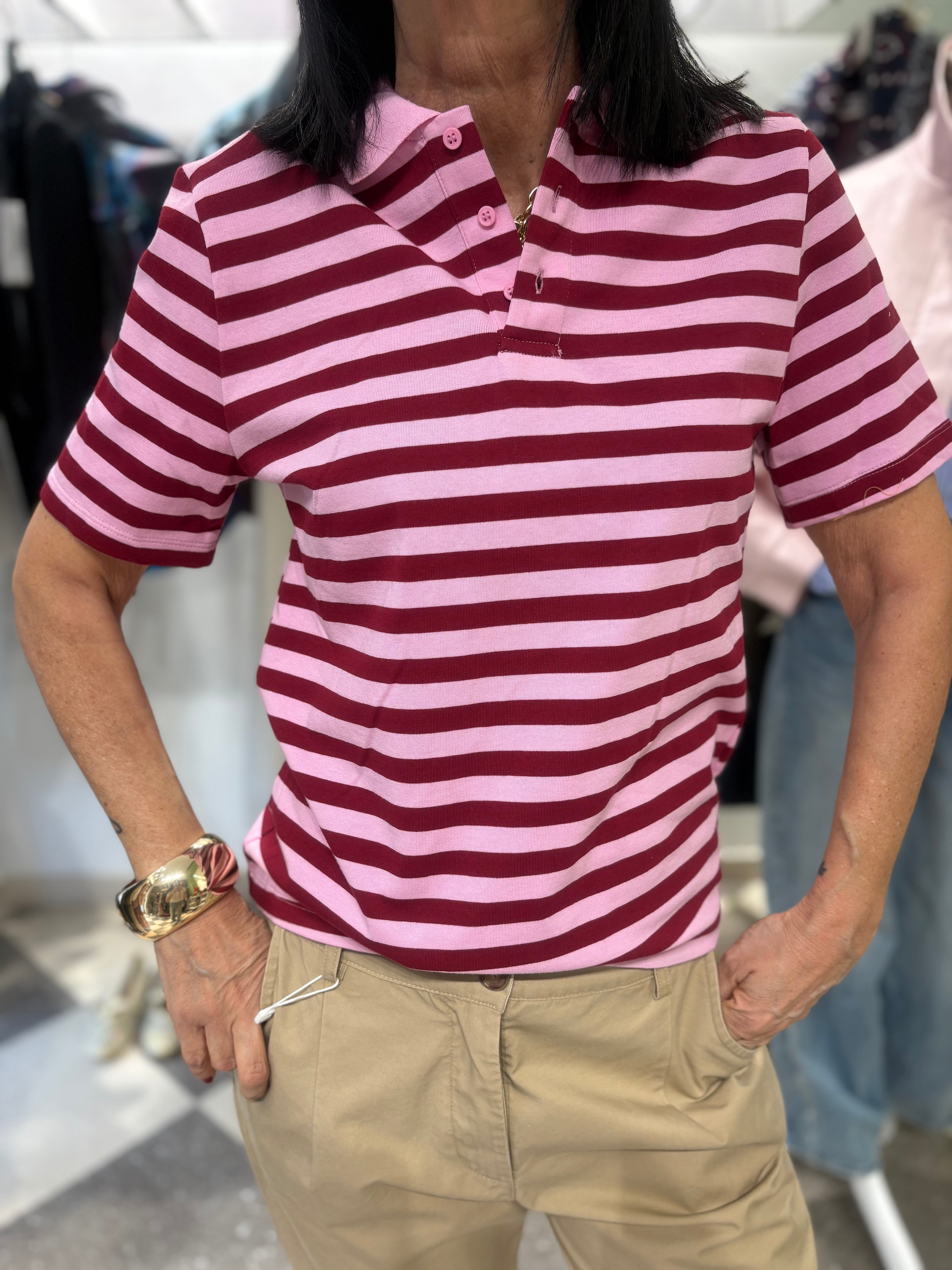 Polo manica corta - rosso e rosa