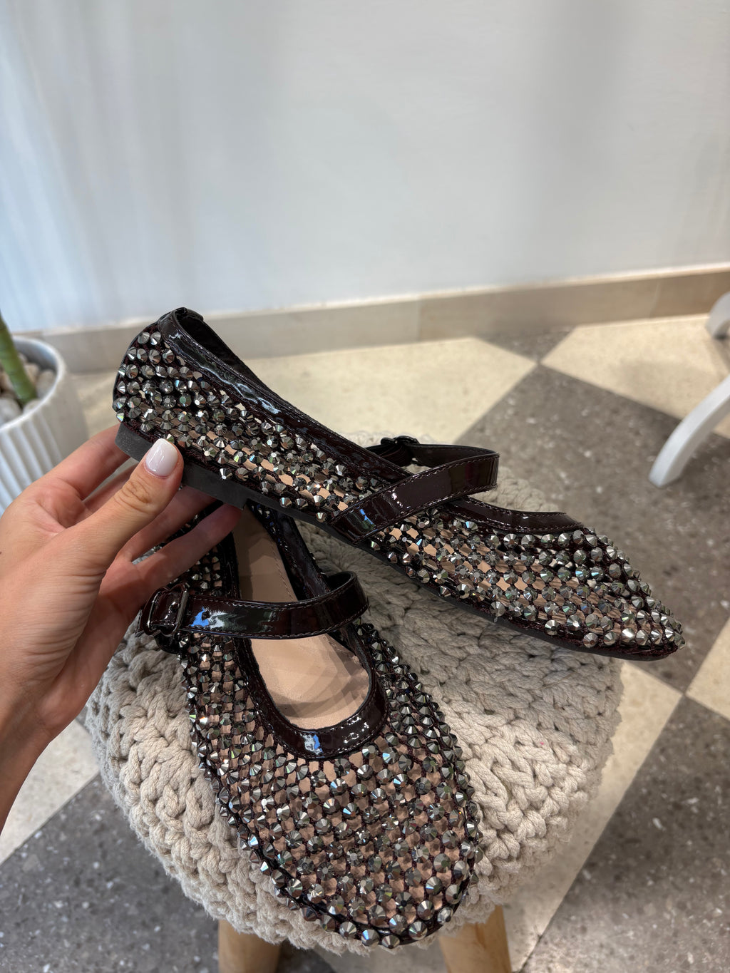 Ballerine gioiello marrone scuro