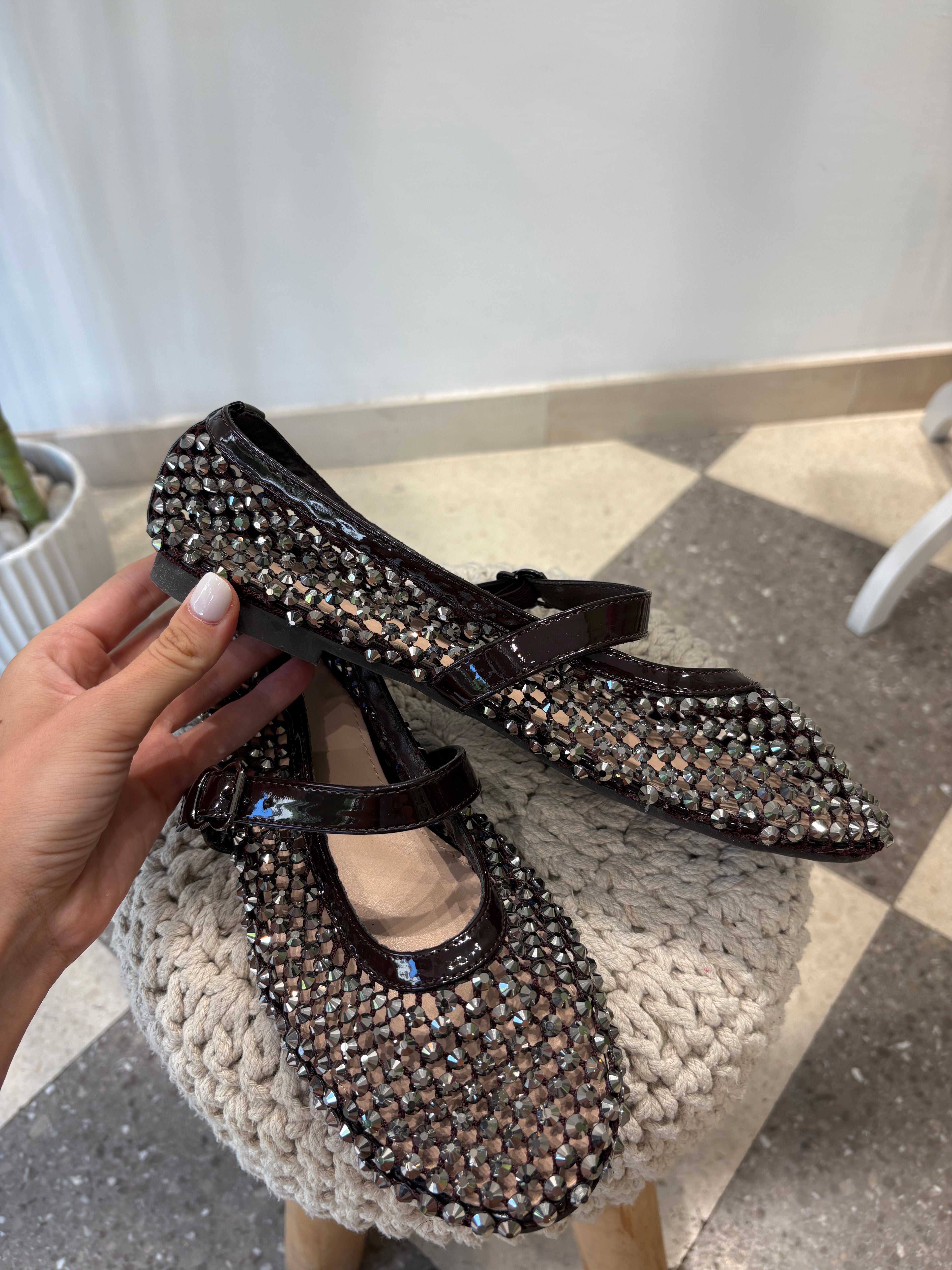 Ballerine gioiello marrone scuro