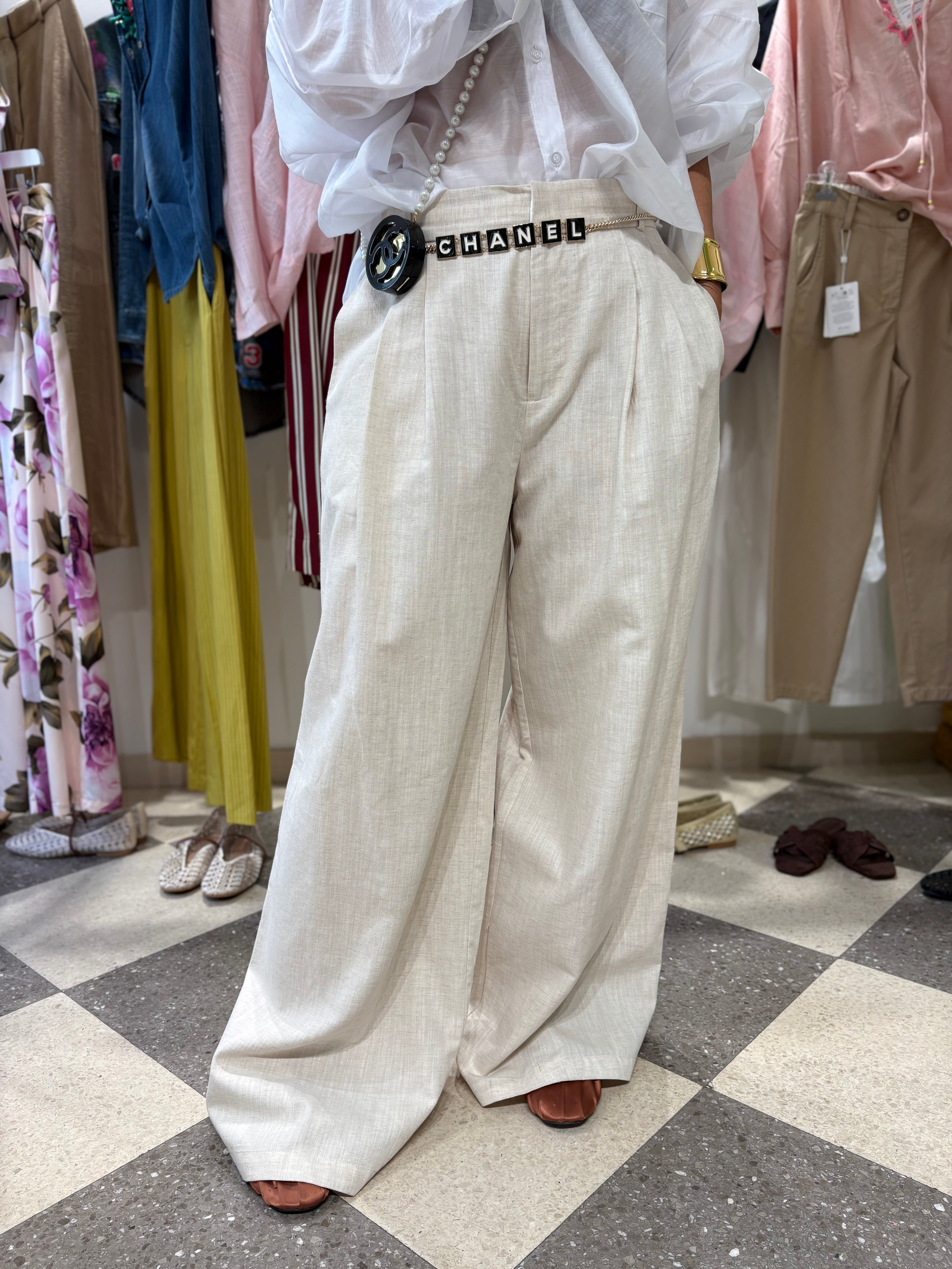 Pantalone ampio avorio