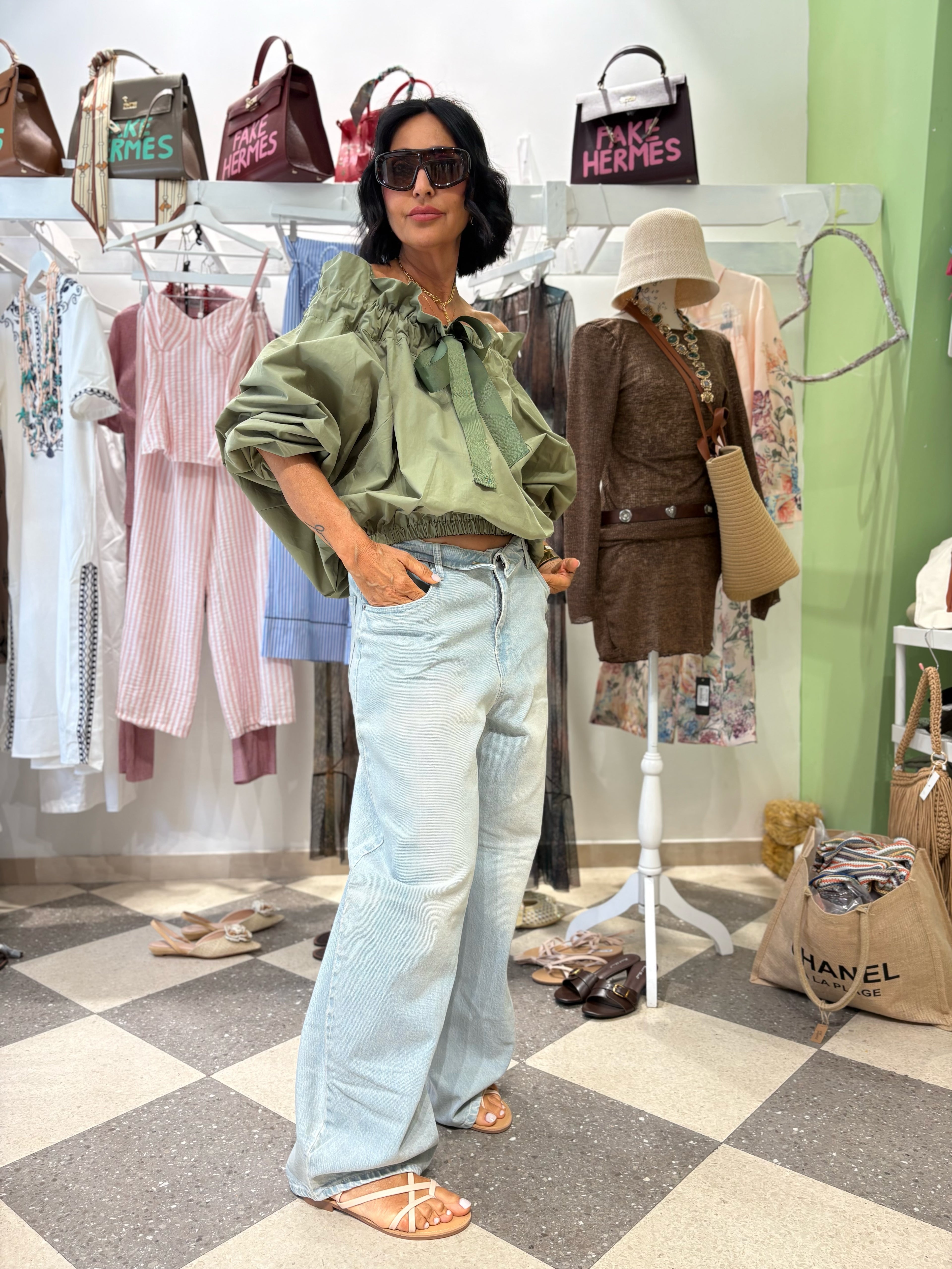 Camicia fiocco sage
