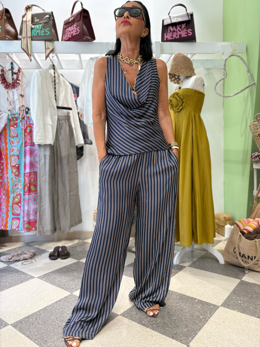 Coordinato gessato Drape