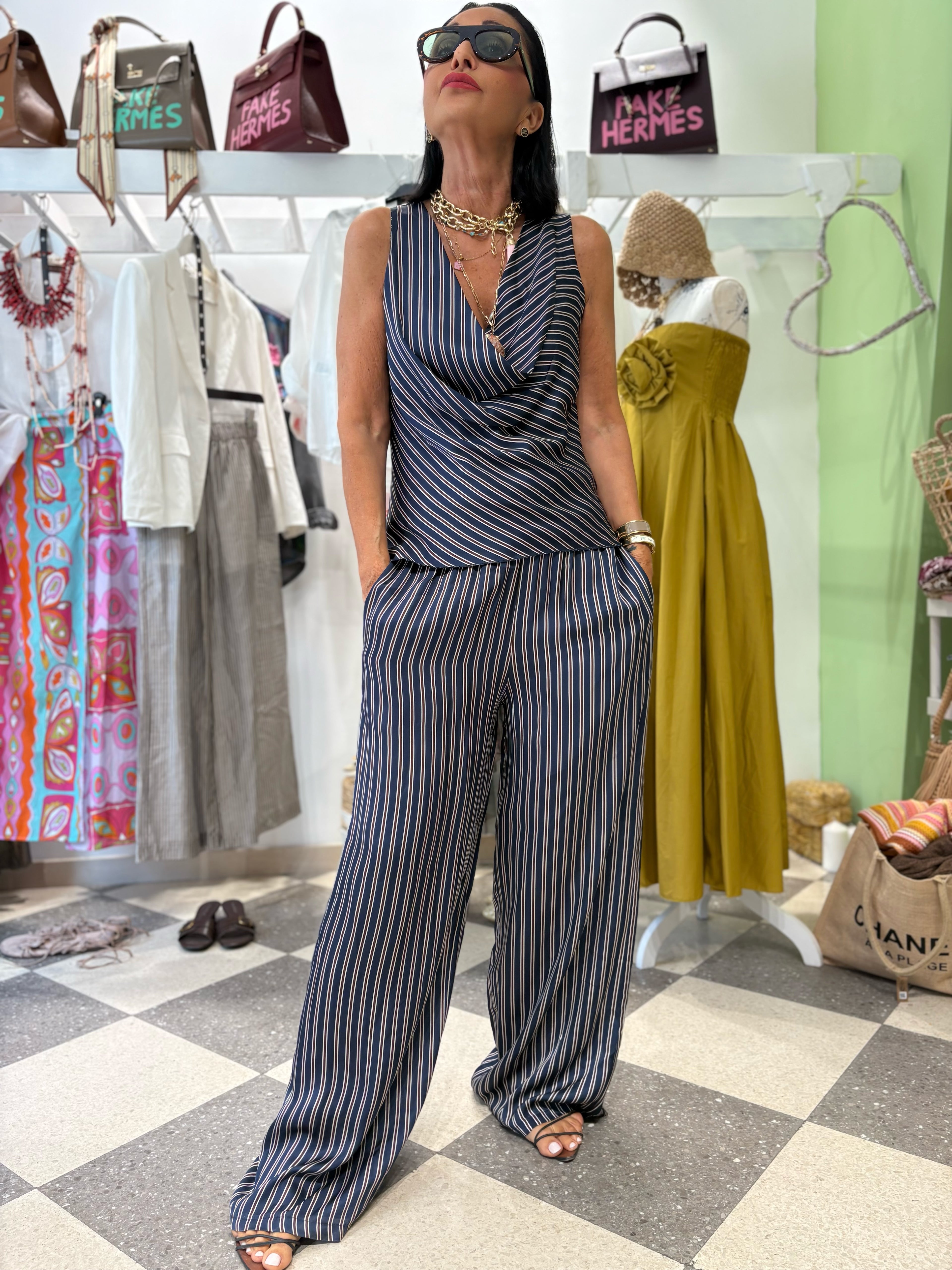 Coordinato gessato Drape