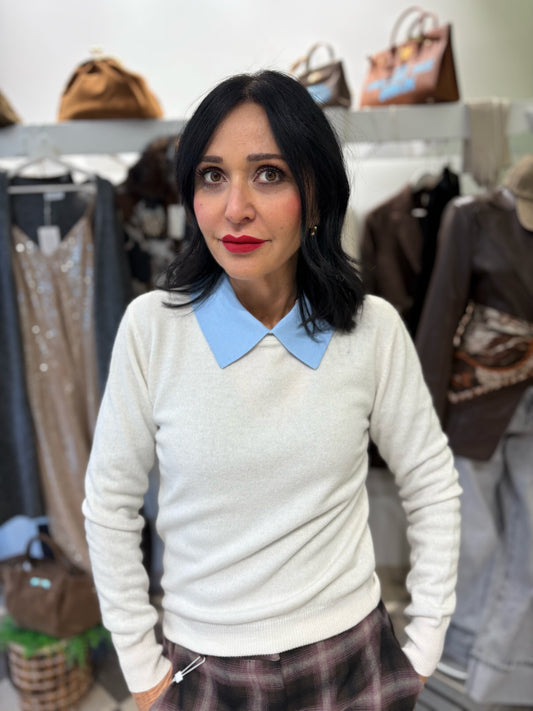 Motel maglioncino con collo a camicia applicato