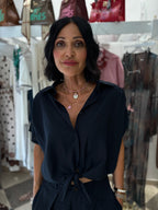 Completo camicia e pantalone palazzo - blu notte