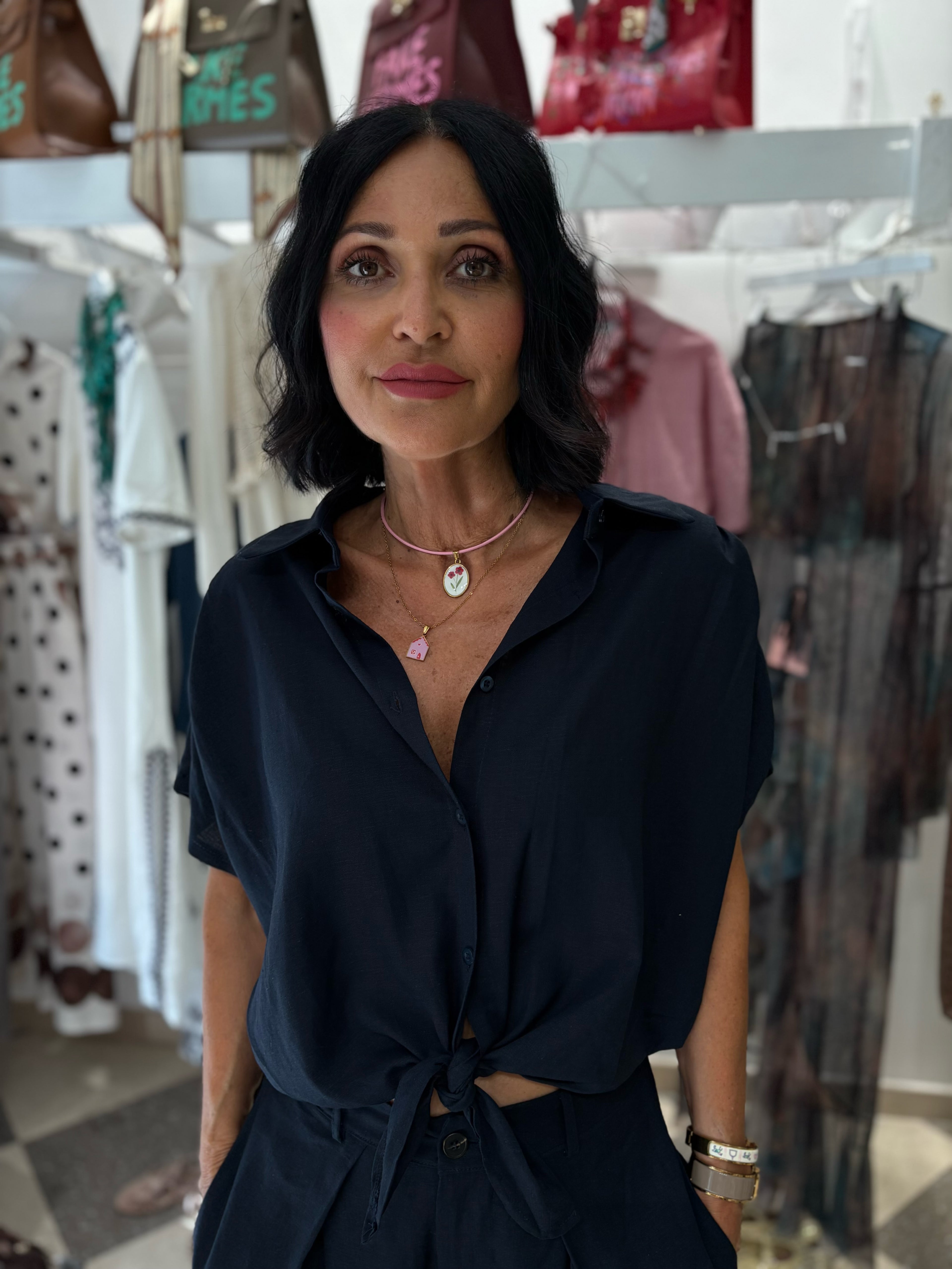 Completo camicia e pantalone palazzo - blu notte