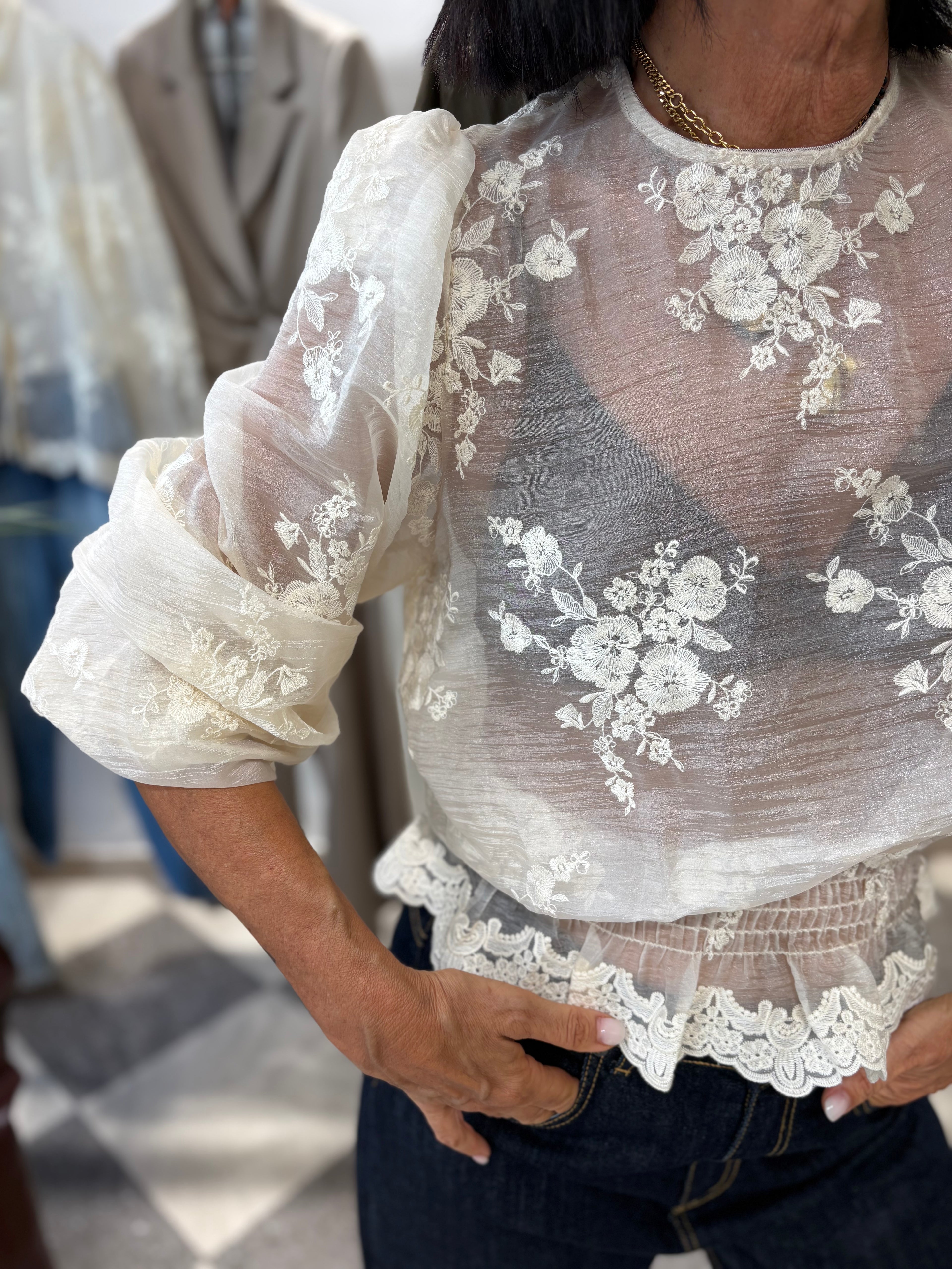 Blusa in pizzo ricamato
