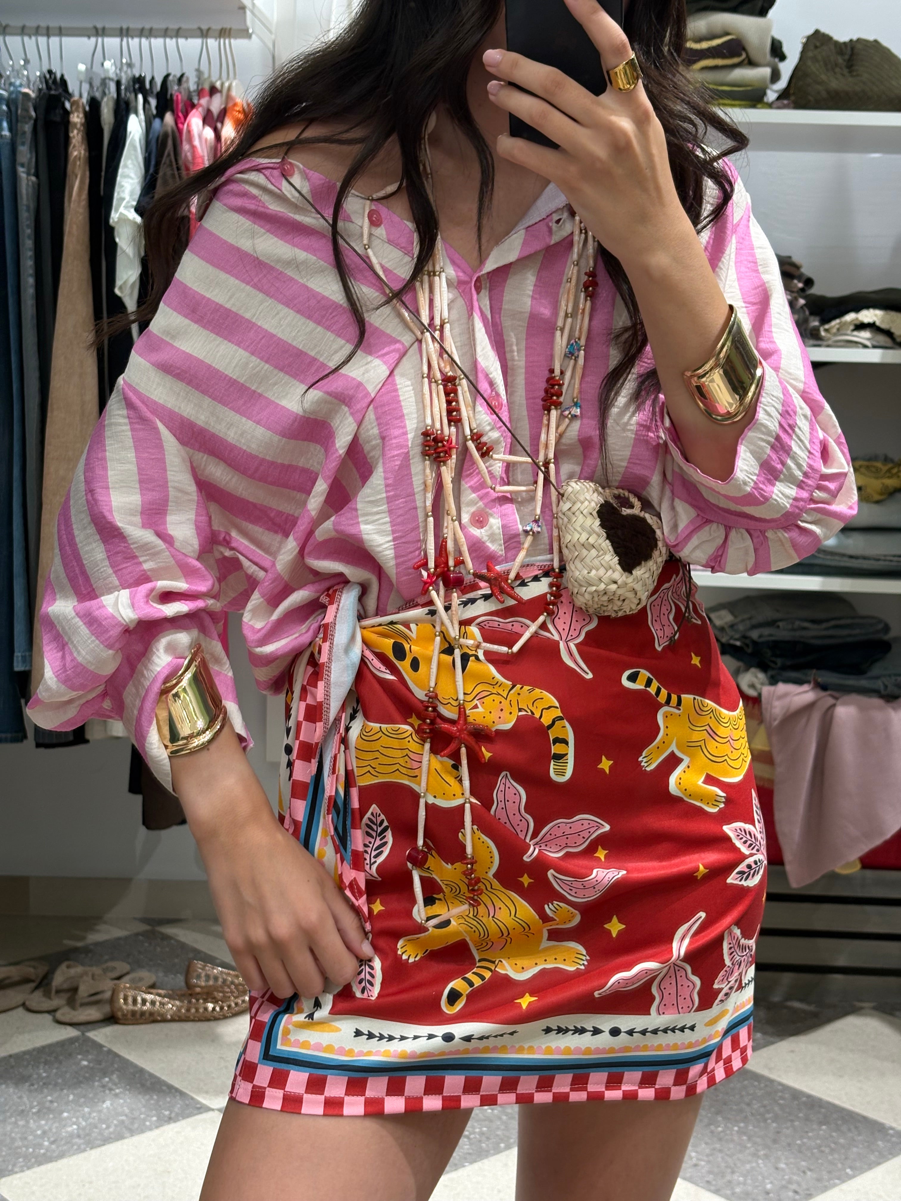 Coordinato Camicia Riga & Gonna Pareo Tiger