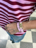 Bracciale in pelle lock in - rosa