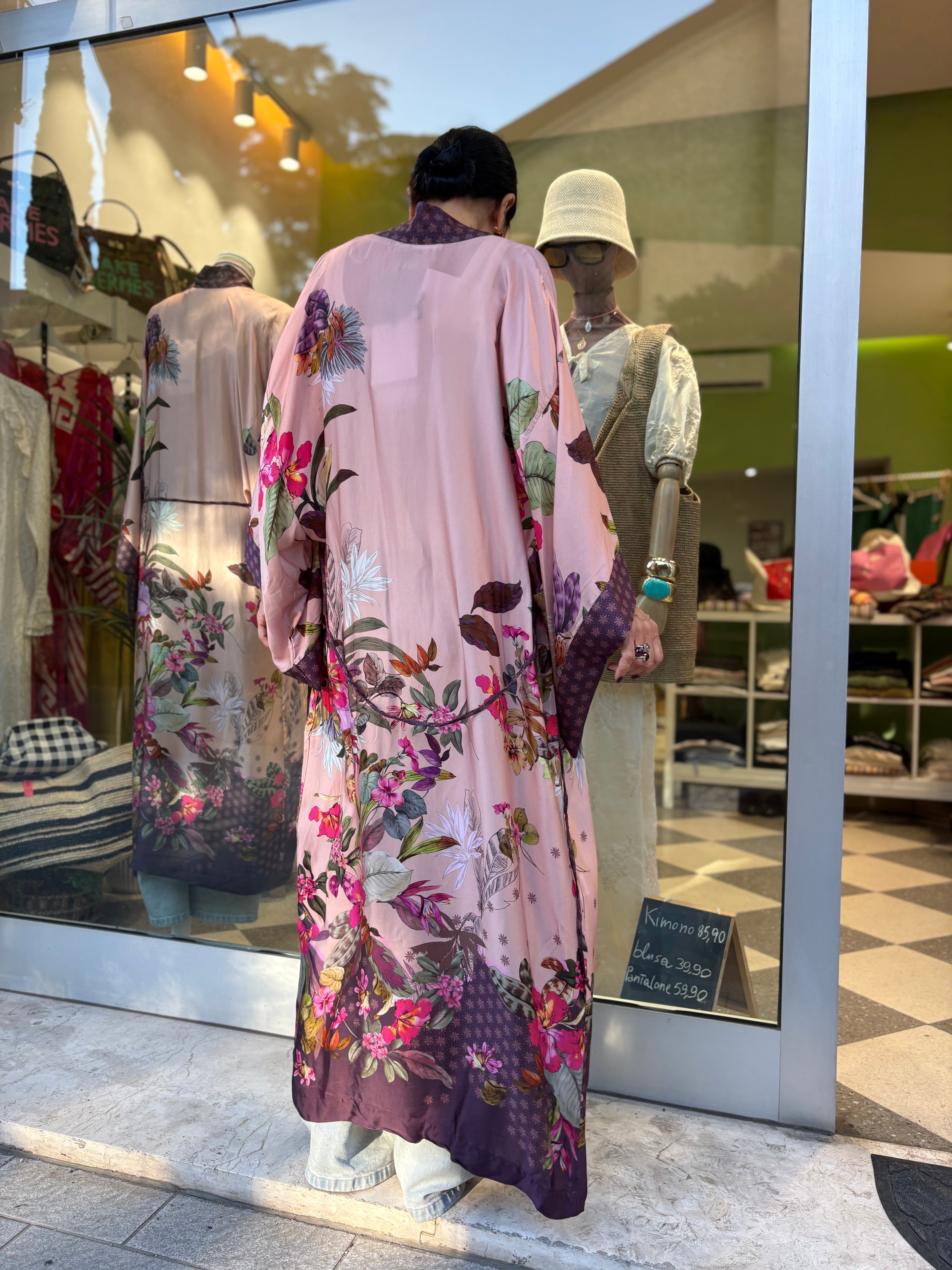 Kimono floral Rosa