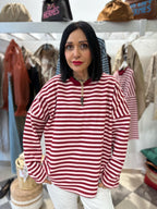 Maxi t-shirt righe rosa e rosso