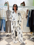 Camicia rigata con ricami in paillettes