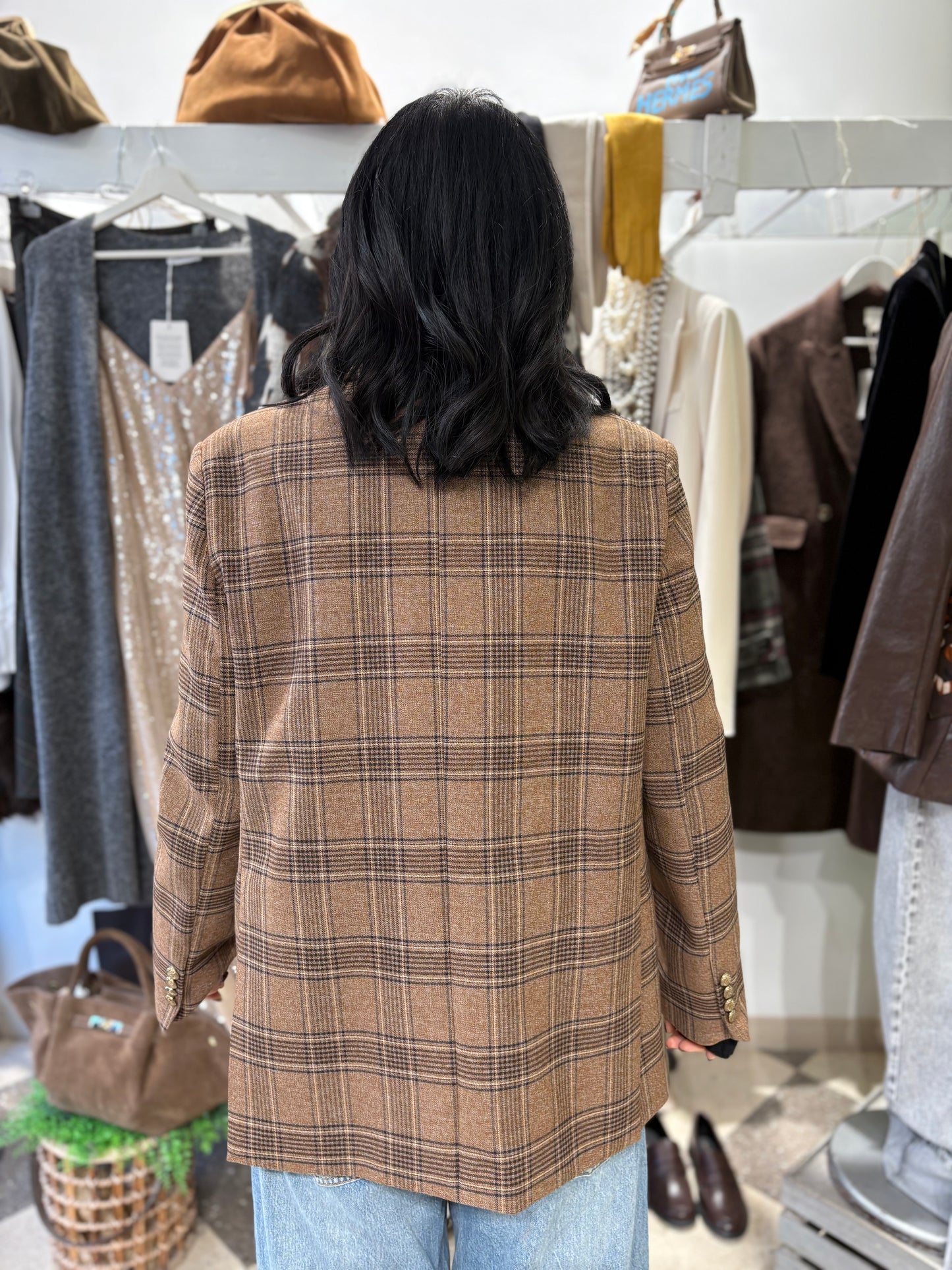 Motel blazer check con spille