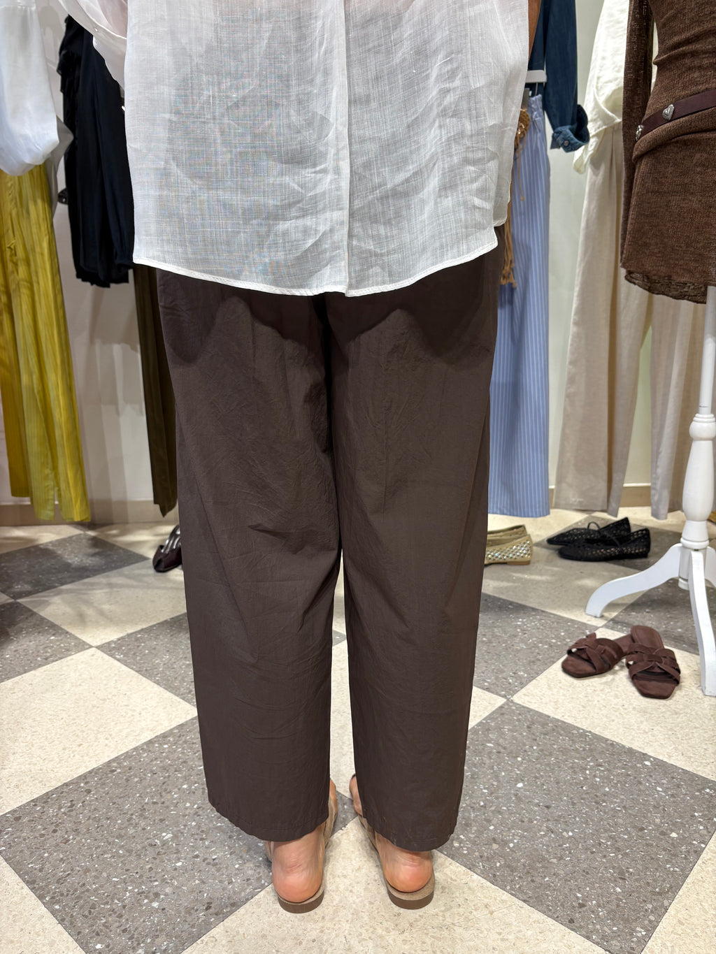 Pantalone in cotone con elastico in vita
