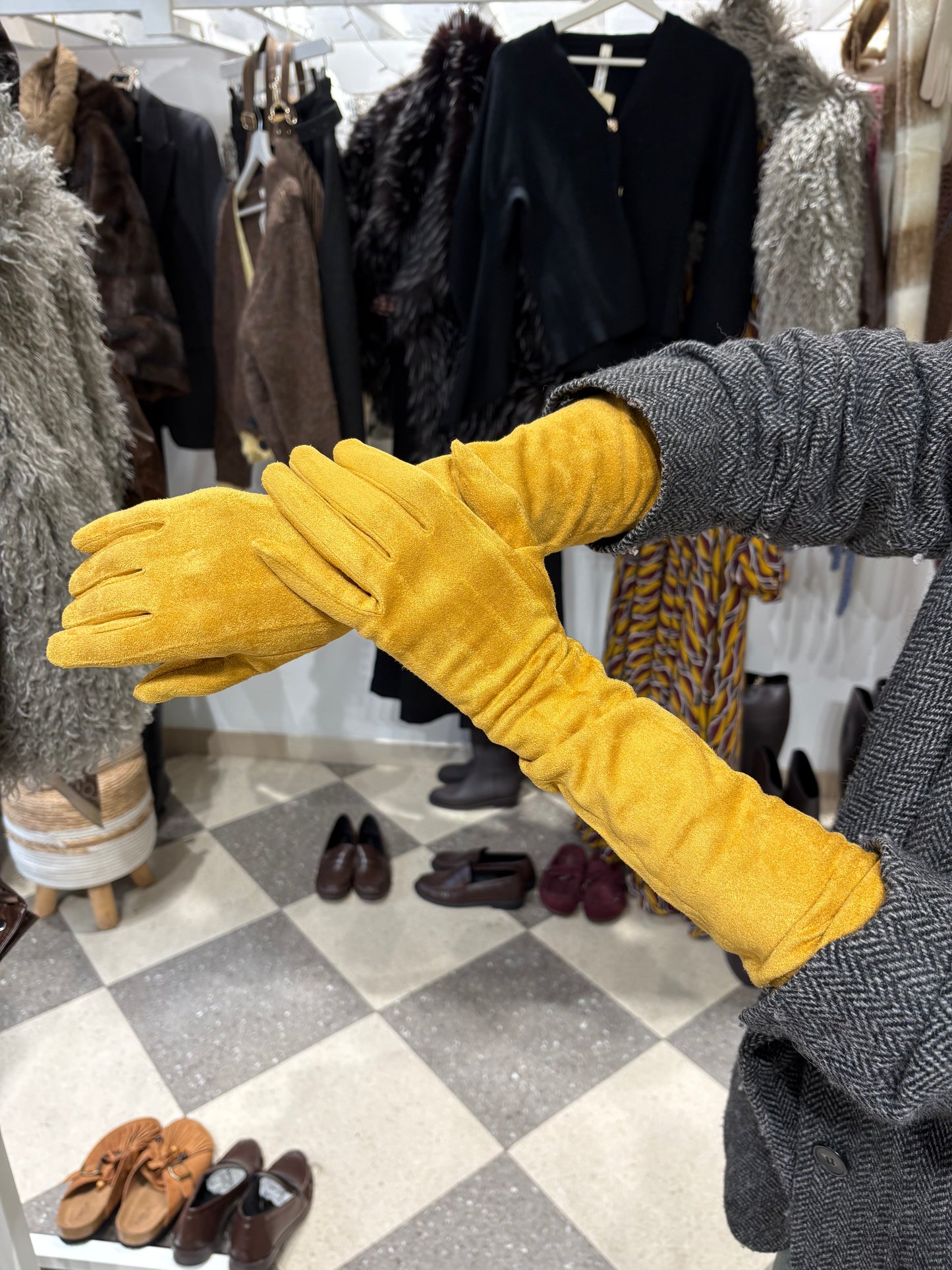 Guanti lunghi in eco suede