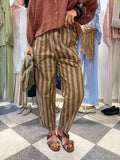 Pantalone gamba dritta - riga marrone