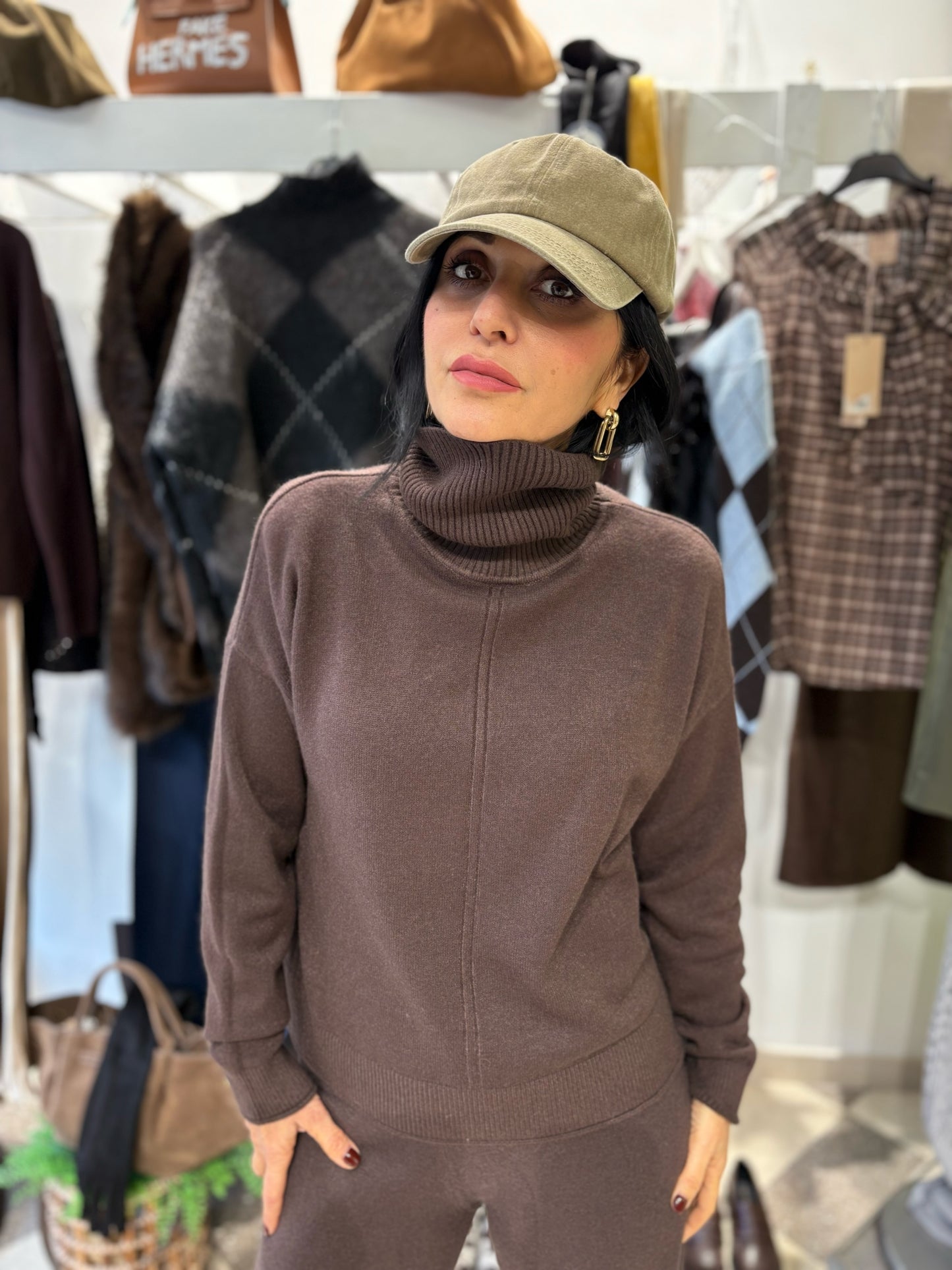 Coordinato in maglia cacao