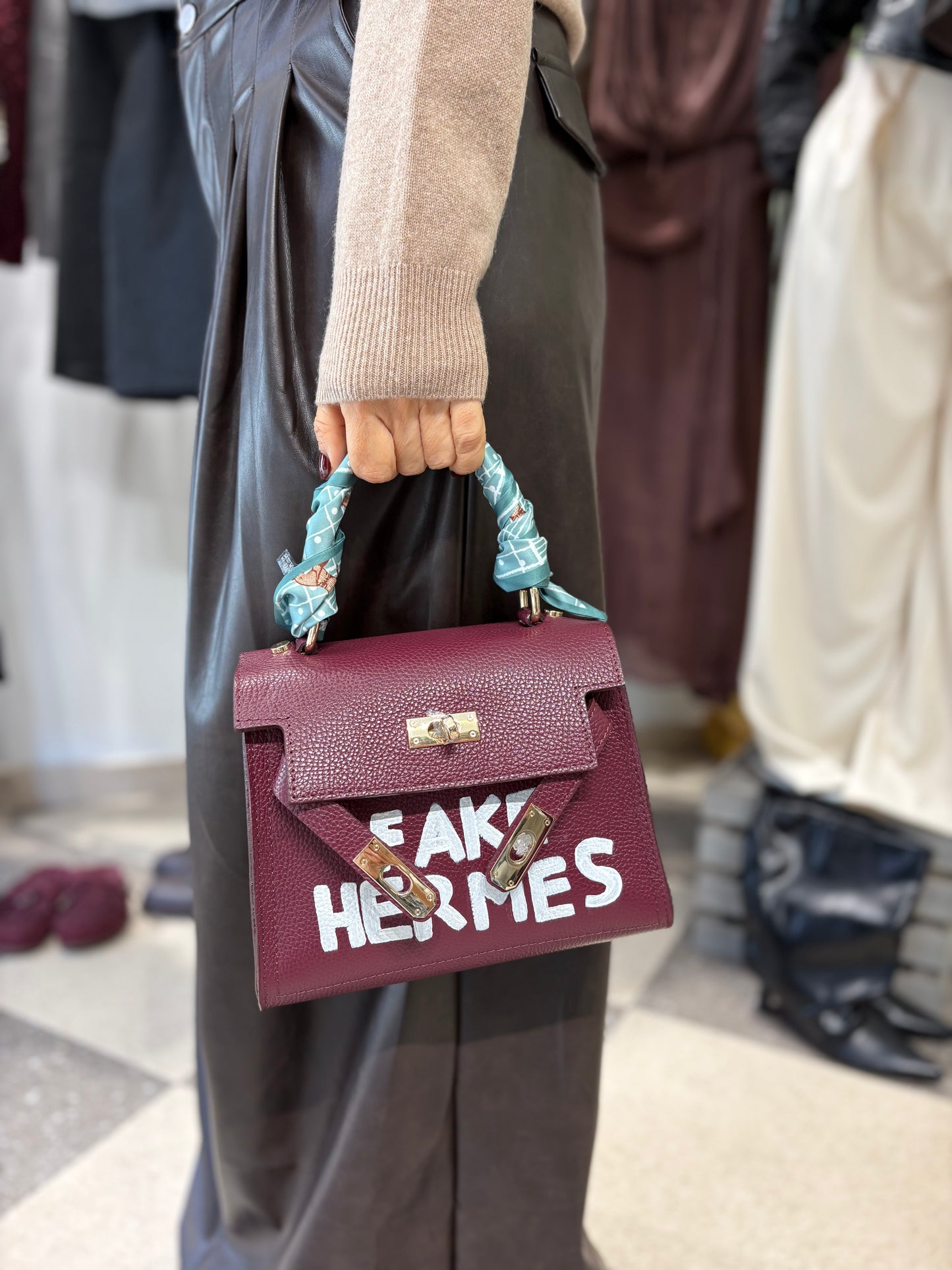 Bag fake Hermes in vera pelle